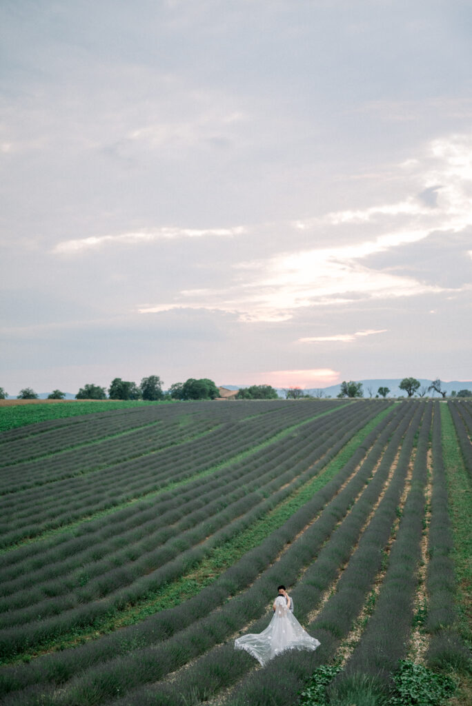 engagement lavender photoshoot in Provence at sunset